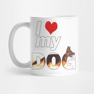 I love (heart) my dog - German shepherd oil painting wordart Mug